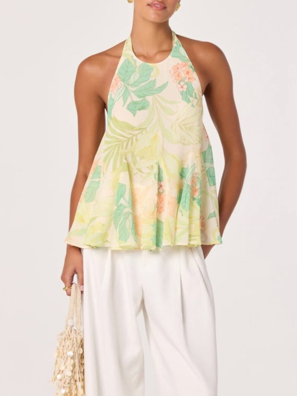 ASTR The Label Belen Tropical Print Halter Top
